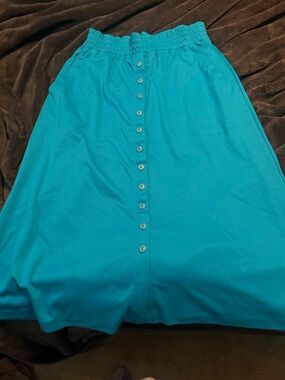 Teal Button-Front Women's Skirt